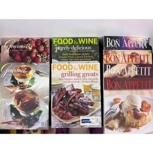 Vintage Food Magazine Lot Gourmet Food & Wine Bon Appetit 1985-2007 8 Issues